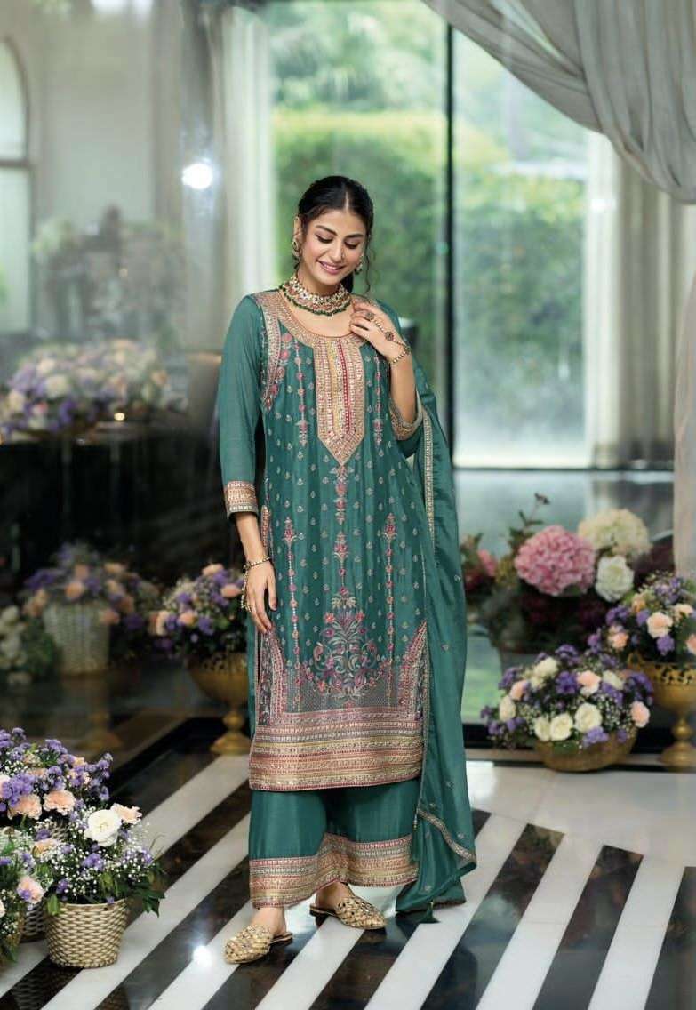 RUBY VOL-2 SERIES 1742 TO 1745 BY EBA DESIGNER EMBROIDERY WORK CHINON READYMADE SUITS ARE AVAILABLE AT WHOLESALE PRICE