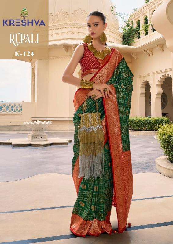 RUPALI SERIES 124 TO 129 BY KRESHVA DESIGNER BANARASI SILK SAREES ARE AVAILABLE AT WHOLESALE PRICE