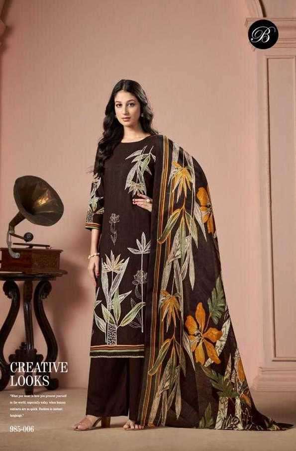 SAMAIRA SERIES 985 BY BELLIZA DESIGNER DIGITAL PRINTED AND HAND WORK VISCOSE RAYON SUITS ARE AVAILABLE AT WHOLESALE PRICE