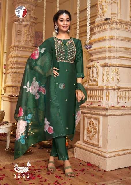 SANGEET VOL-6 SERIES 3991 TO 3996 KURTI BY ANJU FABRICS DESIGNER WITH WORK VISCOSE MODAL KURTI WITH PANT AND DUPATTA ARE AVAILABLE AT WHOLESALE PRICE