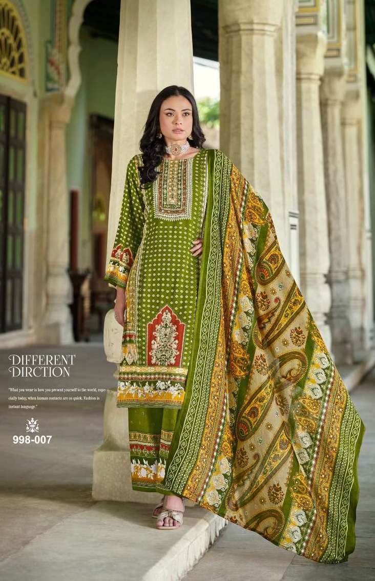 SHAHEEN SERIES 998 BY BELLIZA DESIGNER PRINTED AND WORK VISCOSE RAYON SUITS ARE AVAILABLE AT WHOLESALE PRICE