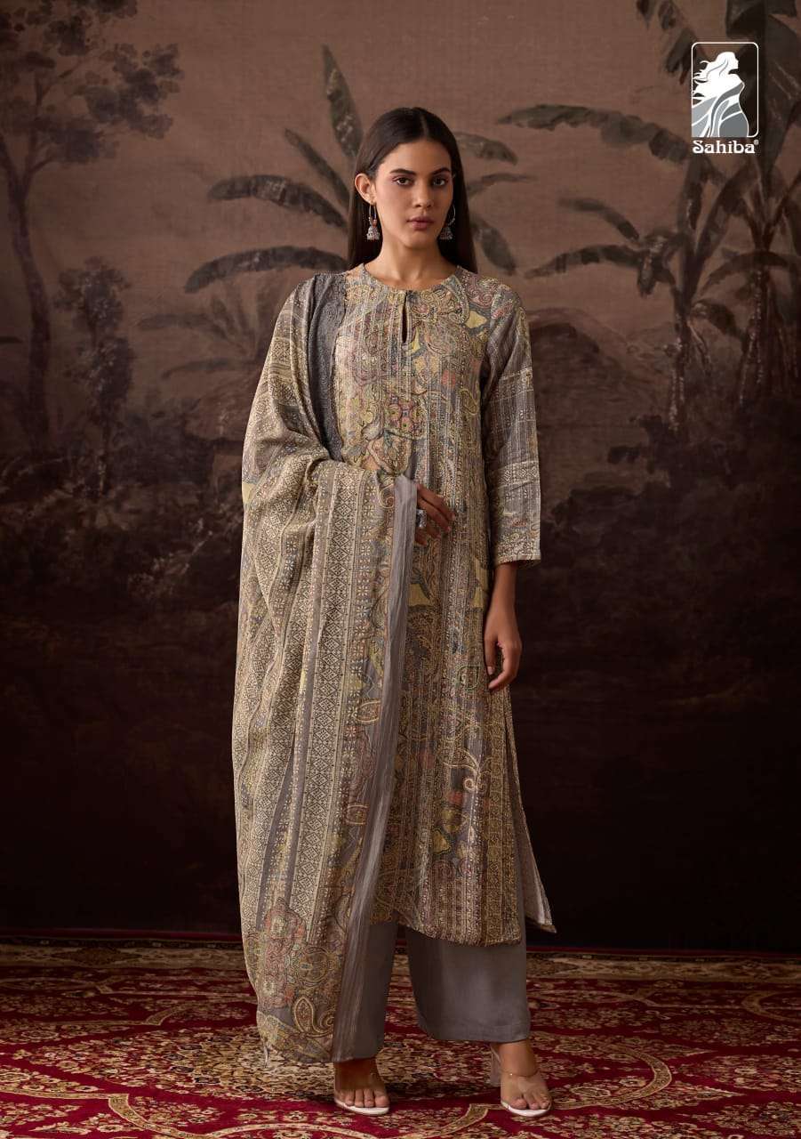 SUPREET SERIES 4000 BY SAHIBA DESIGNER DIGITAL PRINTED AND WORK STAPLE TWILL SUITS ARE AVAILABLE AT WHOLESALE PRICE