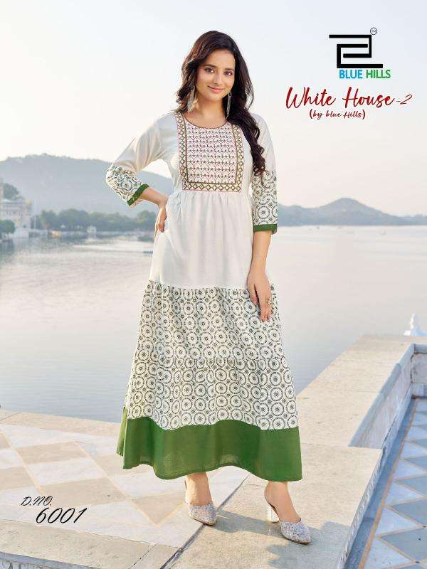 WHITE HOUSE VOL-2 SERIES 5001 TO 5002 BY BLUE HILLS DESIGNER FOIL PRINTED ANARKALI RAYON GOWNS ARE AVAILABLE AT WHOLESALE PRICE