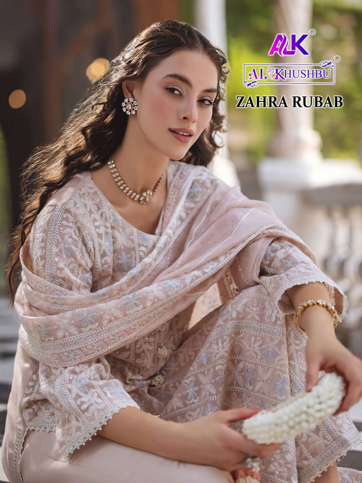 ZAHRA RUBAB SERIES 6030 TO 6032 BY AL KHUSHBU DESIGNER EMBROIDERY WORK GEORGETTE PAKISTANI STYLE SUITS ARE AVAILABLE AT WHOLESALE PRICE