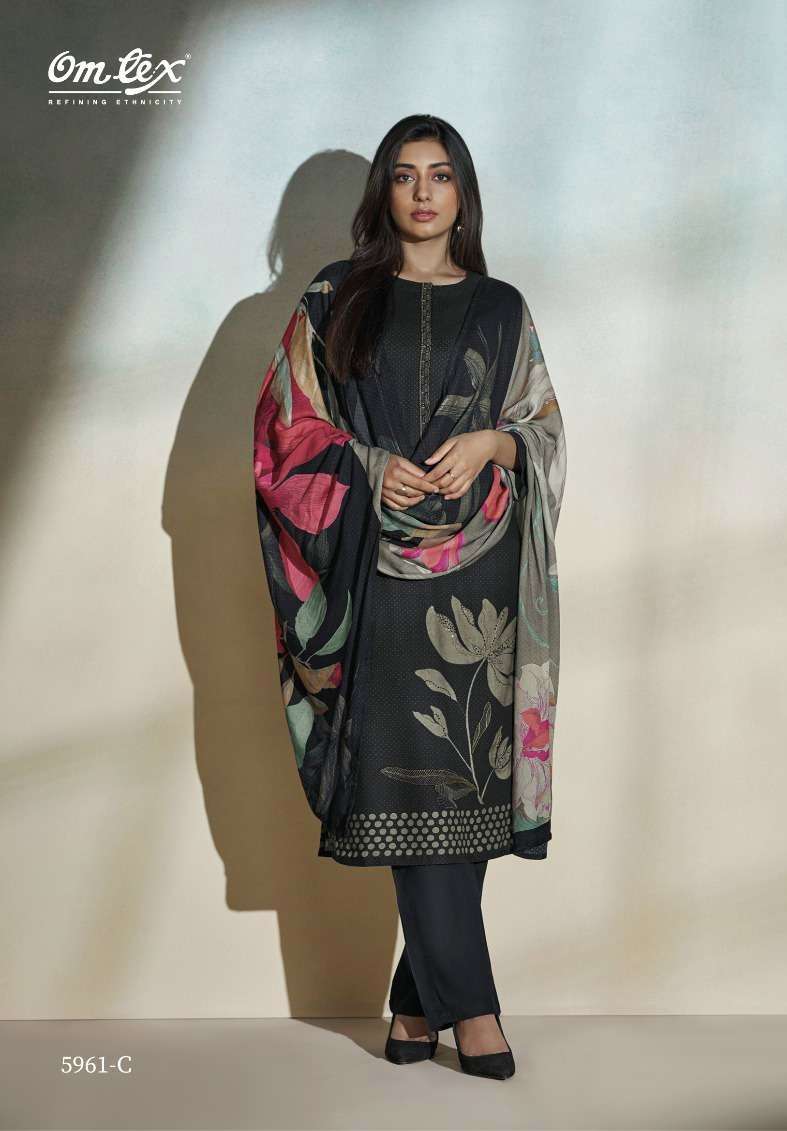 ZELENIA SERIES 5961 BY OMTEX DESIGNER DIGITAL PRINTED AND EMBROIDERY WORK PASHMINA SUITS ARE AVAILABLE AT WHOLESALE PRICE