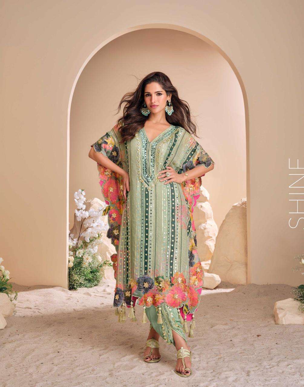 JHOOMAR SERIES 5702 TO 5705 BY SAYURI DESIGNER PRINTED AND WORK KAFTANS ARE AVAILABLE AT WHOLESALE PRICE