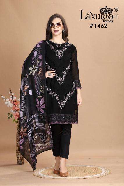 LAXURIA TRENDZ 1462 DESIGNER EMBROIDERY WORK GEORGETTE PAKISTANI STYKE READYMADE SUITS ARE AVAILABLE AT WHOLESALE PRICE