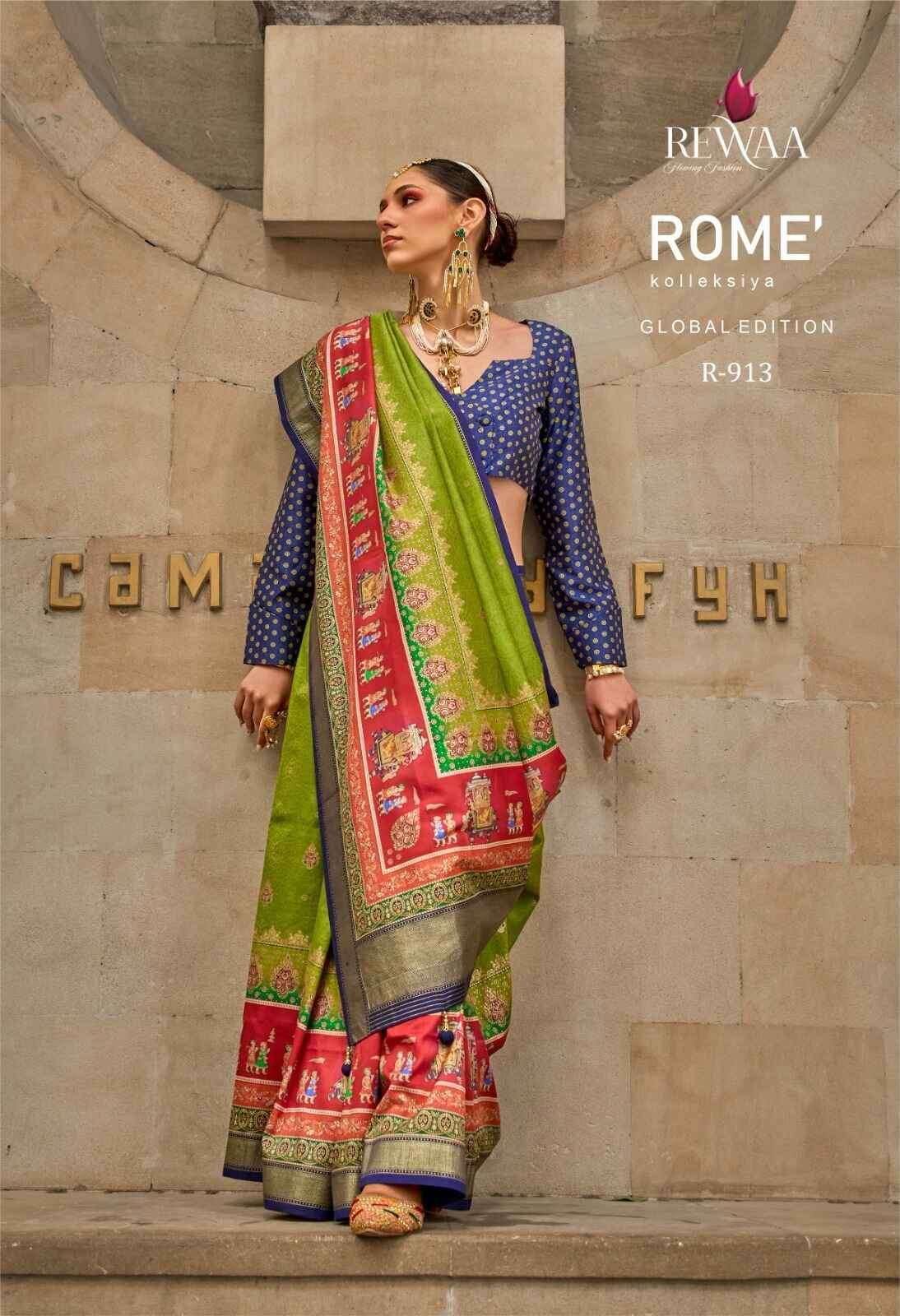 ROME SERIES 912 TO 920 SAREE BY REWAA DESIGNER VISCOSE SILK SAREES ARE AVAILABLE AT WHOLESALE PRICE