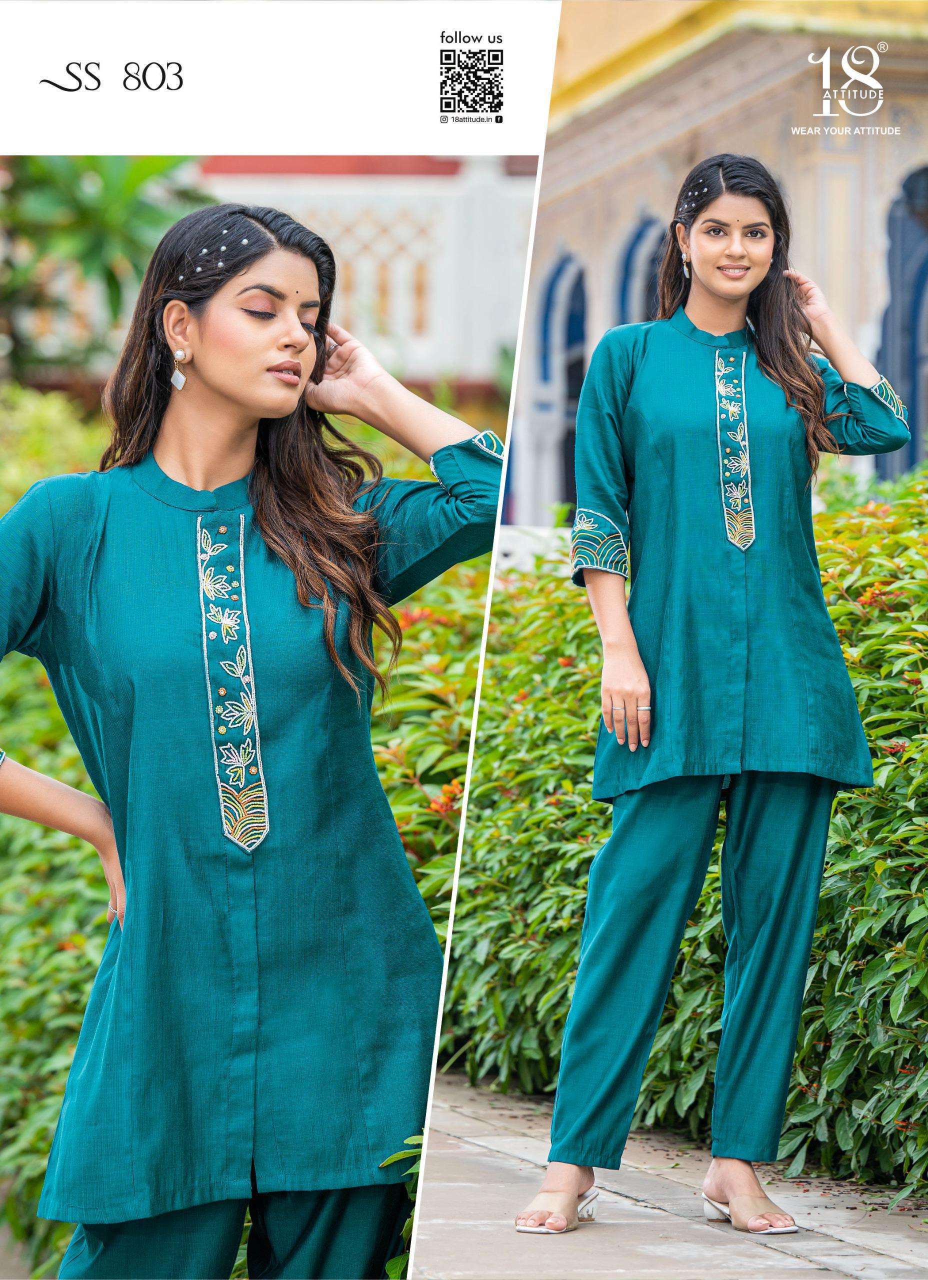 SHO SHAA VOL-8 SERIES 801 TO 807 BY 18 ATTITUDE DESIGNER WORK VISCOSE CO ORD SETS ARE AVAILABLE AT WHOLESALE PRICE