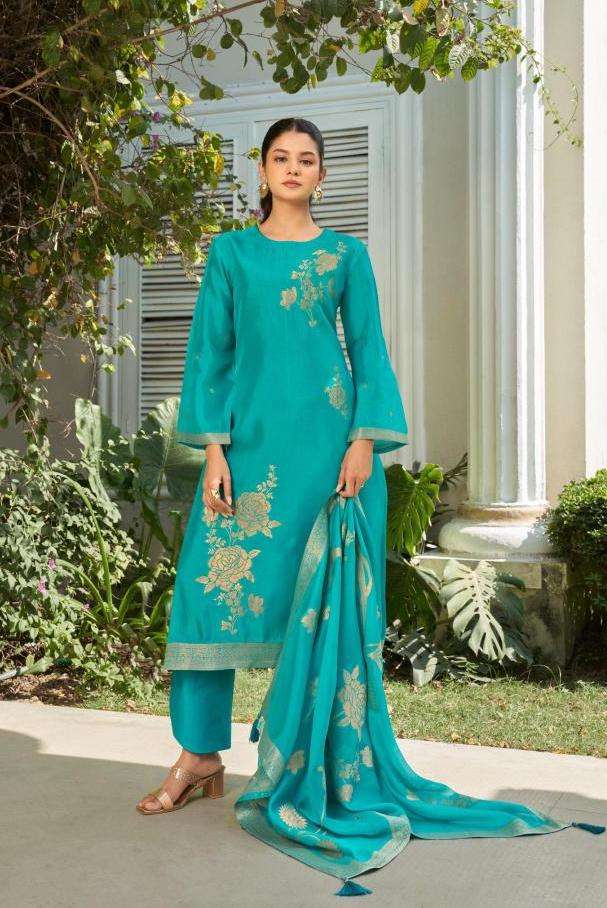 CHAHAT SERIES 1601 TO 1604 BY RAAZI DESIGNER BRMBERG WOVEN SILK JACQUARD SUITS ARE AVAILABLE AT WHOLESALE PRICE