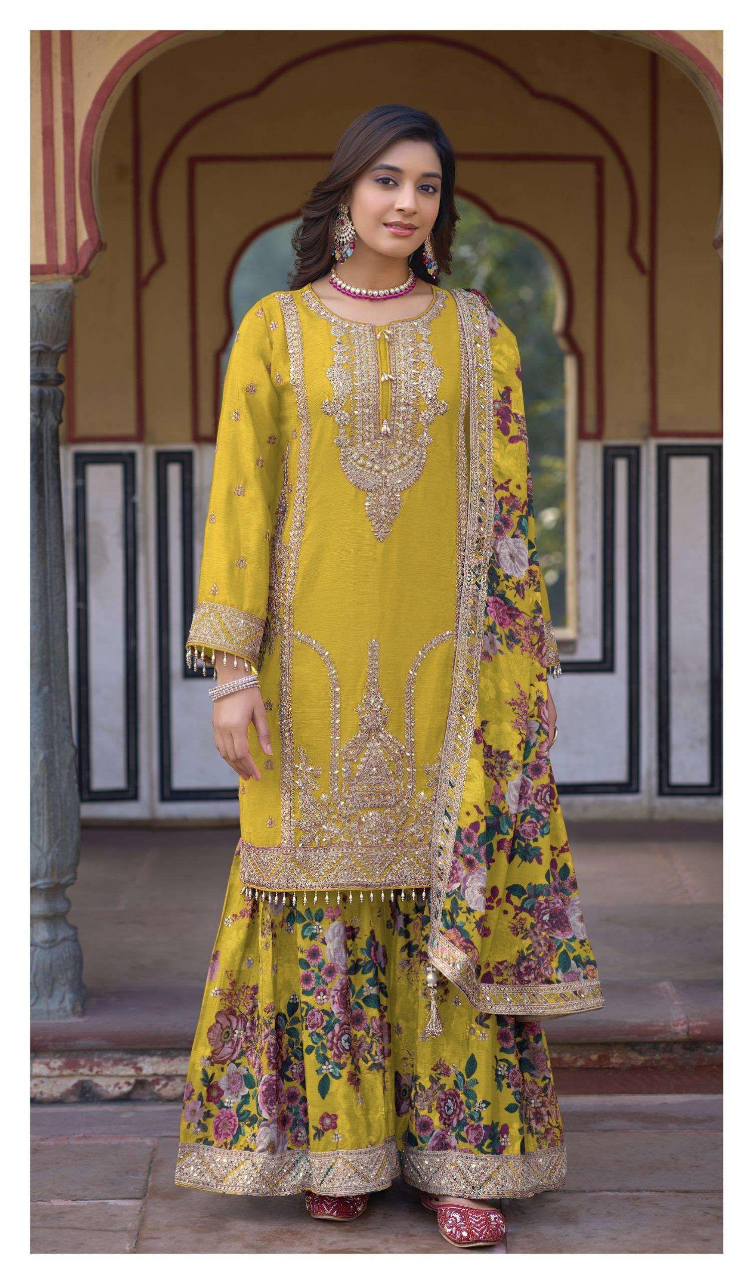 D 719 BY DEEPSY DESIGNER HEAVY WORK READYMADE CHINON SUITS ARE AVAILABLE AT WHOLESALE PRICE