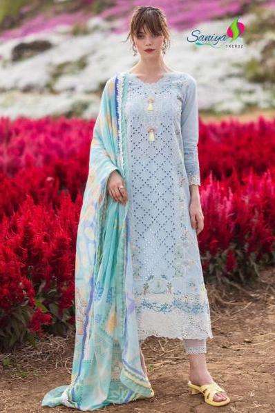 MUSHQ VOL-13 SERIES 7100 BY SANIYA TRENDZ DESIGNER CHIKANKARI WORK COTTON PAKISTANI STYLE SUITS ARE AVAILABLE AT WHOLESALE PRICE