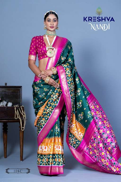 NANDI SERIES 114 SAREE B Y KRESHVA DESIGNER SILK SAREES ARE AVAILABLE AT WHOLESALE PRICE