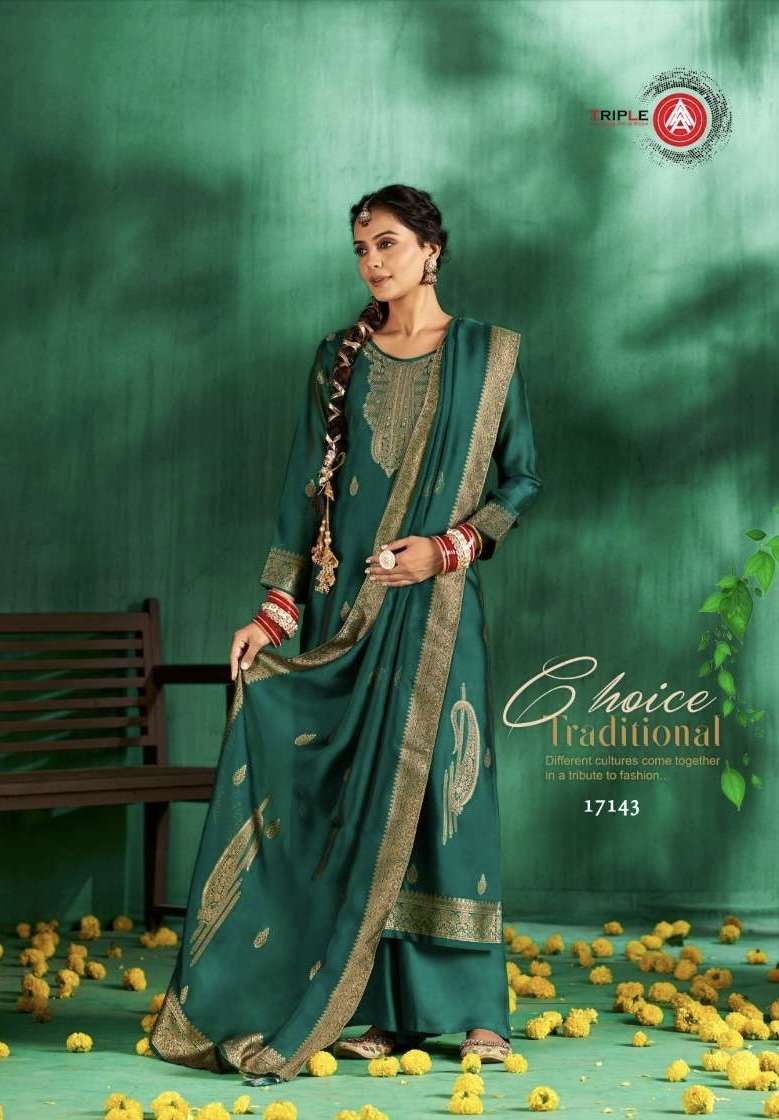PARI SERIES 17141 TO 17144 BY TRIPLE A DESIGNER HAND WORK VISCOSE JACQUARD SUITS ARE AVAILABLE AT WHOLESALE PRICE