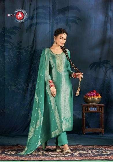SAFRON SERIES 17161 TO 17166 BY TRIPLE A DESIGNER VISCOSE MUSLIN JACQUARD SUITS ARE AVAILABLE AT WHOLESALE PRICE