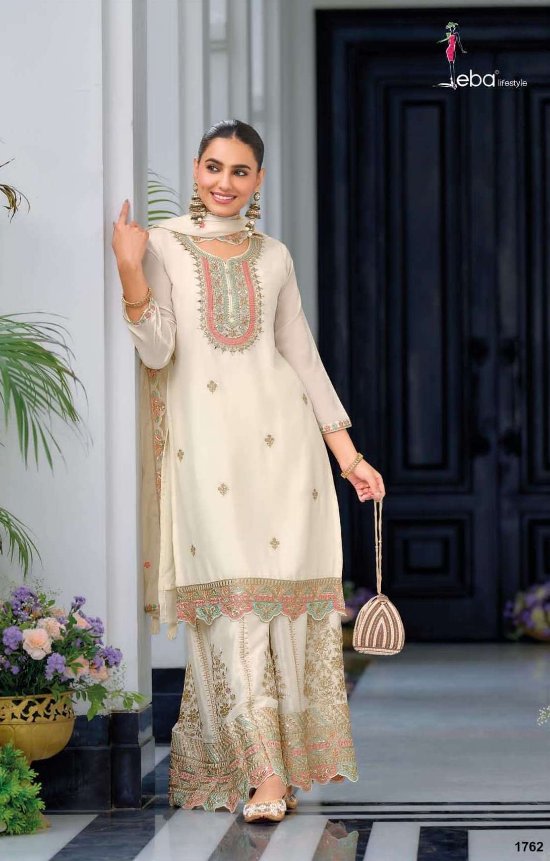 SAFROON VOL-4 SERIES 1761 TO 1762 BY EBA DESIGNER EMBROIDERY WORK CHINON READYMADE SUITS ARE AVAILABLE AT WHOLESALE PRICE