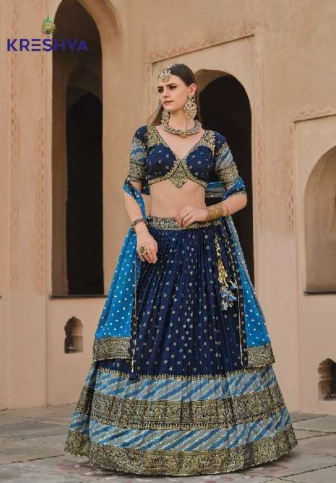 VAMIKA LEHENGA BY KRESHVA DESIGNER READYMADE BRIDAL WEAR AND PARTY WEAR SILK LEHENGAS ARE AVAILABLE AT WHOLESALE PRICE