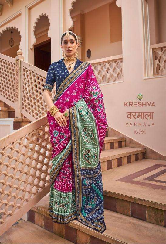 VARMALA SERIES 791 TO 796 SAREE BY KRESHVA DESIGNER SILK SAREES ARE AVAILABLE AT WHOLESALE PRICE