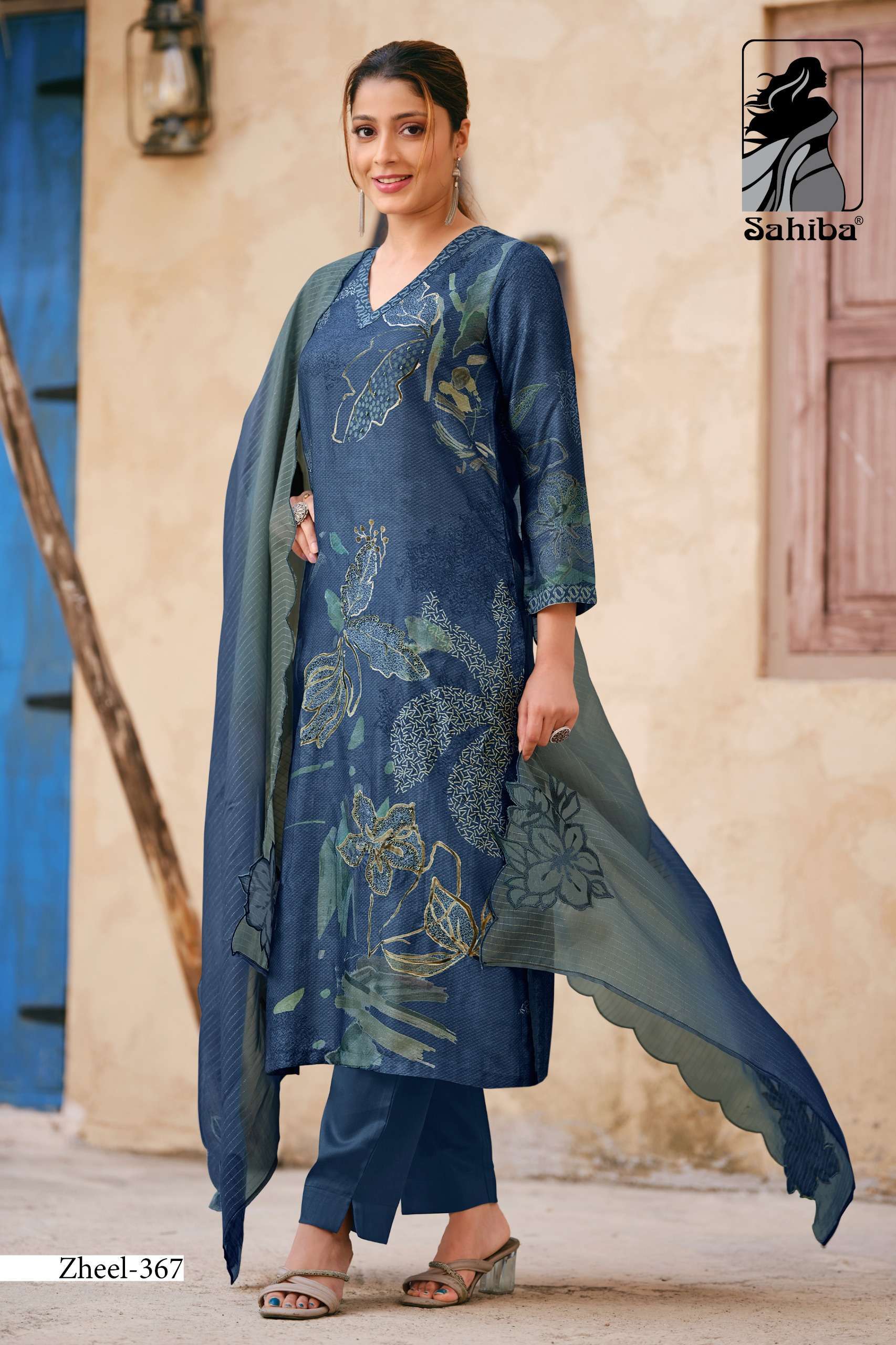 ZHEEL SERIES 300 BY SAHIBA DESIGNER DIGITAL PRINTED AND HAND WORK RUSSIAN SILK SUITS ARE AVAILABLE AT WHOLESALE PRICE