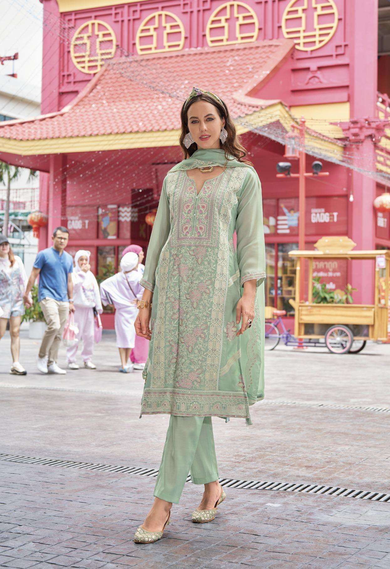 ALVINA SERIES 1362 TO 1363 BY ZAVERI DESIGNER EMBROIDERY WORK ORGANZA READYMADE SUITS ARE AVAILABLE AT WHOLESALE PRICE