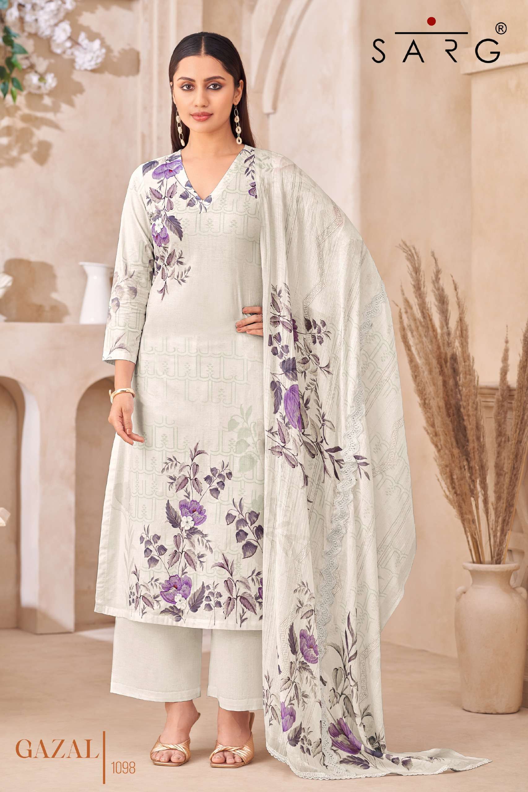 GAZAL SERIES 1000 BY SARG DESIGNER DIGITAL PRINTED AND WORK COTTON LAWN SUITS ARE AVAILABLE AT WHOLESALE PRICE