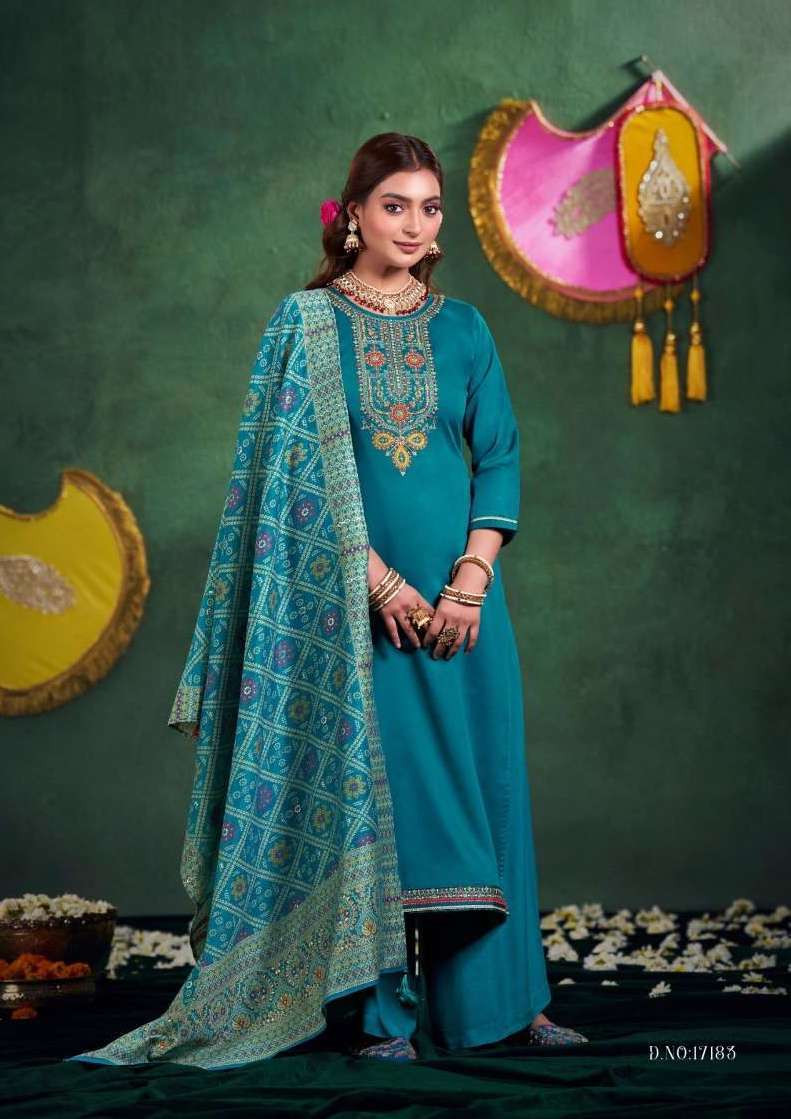 AMRIT SERIES 17181 TO 17186 BY TRIPLE A DESIGNER WITH WORK JAM COTTON SUITS ARE AVAILABLE AT WHOLESALE PRICE