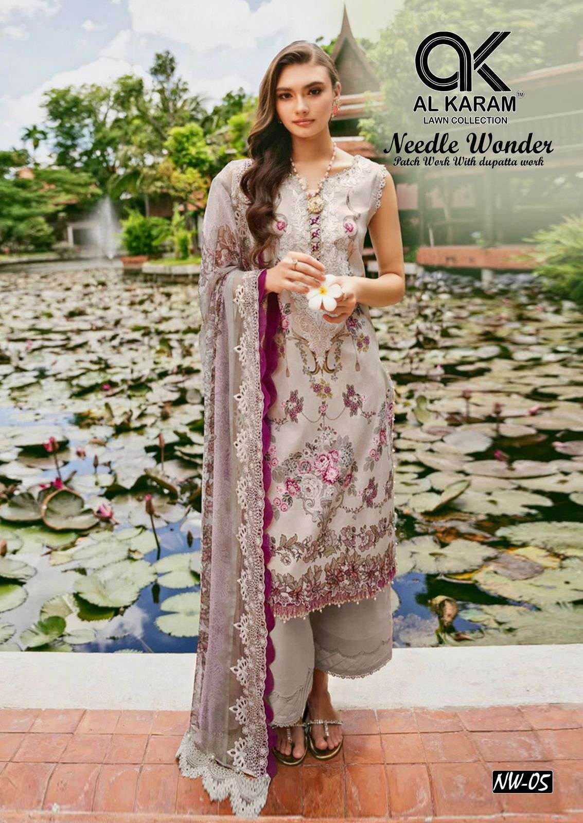 NEEDLE WONDER SERIES 01 TO 06 BY AL KARAM DESIGNER DIGITAL PRIN TED AND WORK LAWN COTTON SUITS ARE AVAILABLE AT WHOLESALE PRICE