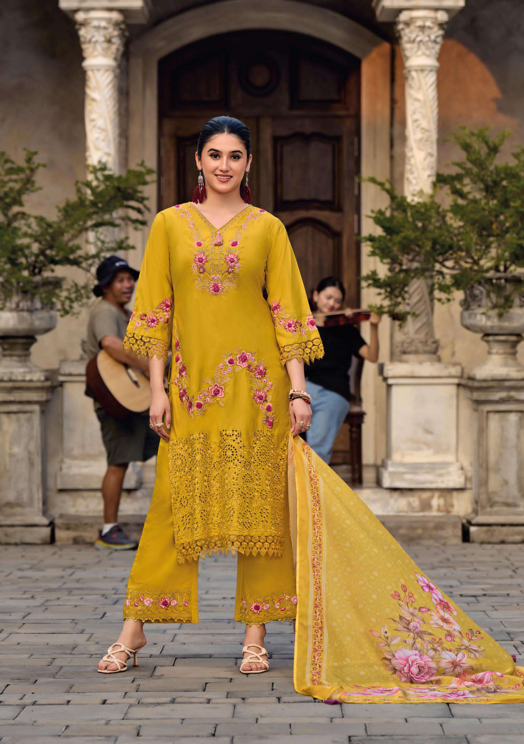 VARA SERIES 31051 TO 31056 BY LADY LEELA DESIGNER EMBROIDERY AND HAND WORK VISCOSE TOP WITH BOTTOM AND DUPATTA ARE AVAILABLE AT WHOLESALE PRICE