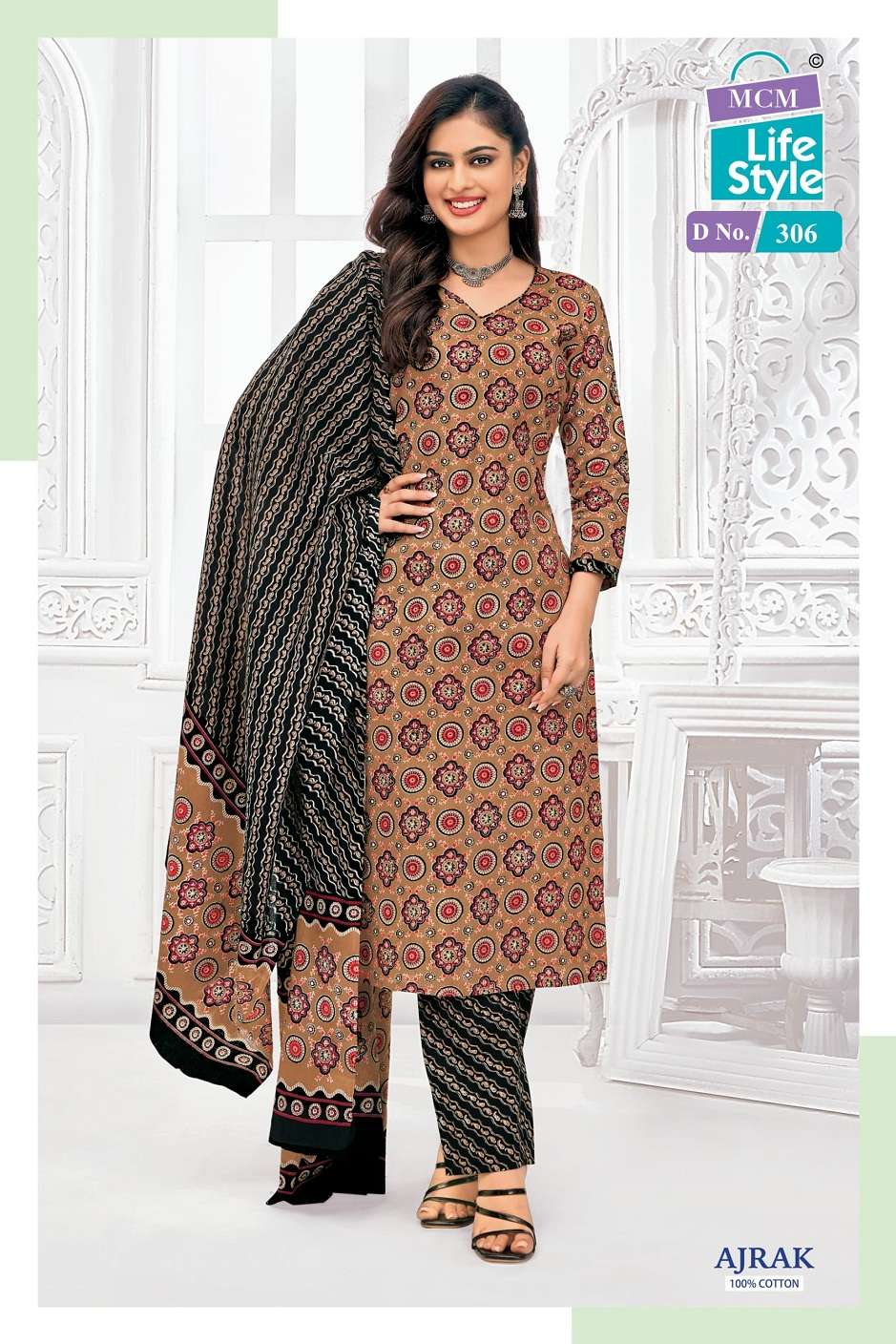 AJRAK VOL-3 SERIES 306 TO 315 BY MCM DESIGNER PRINTED READYMADE COTTON SUITS ARE AVAILABLE AT WHOLESALE PRICE