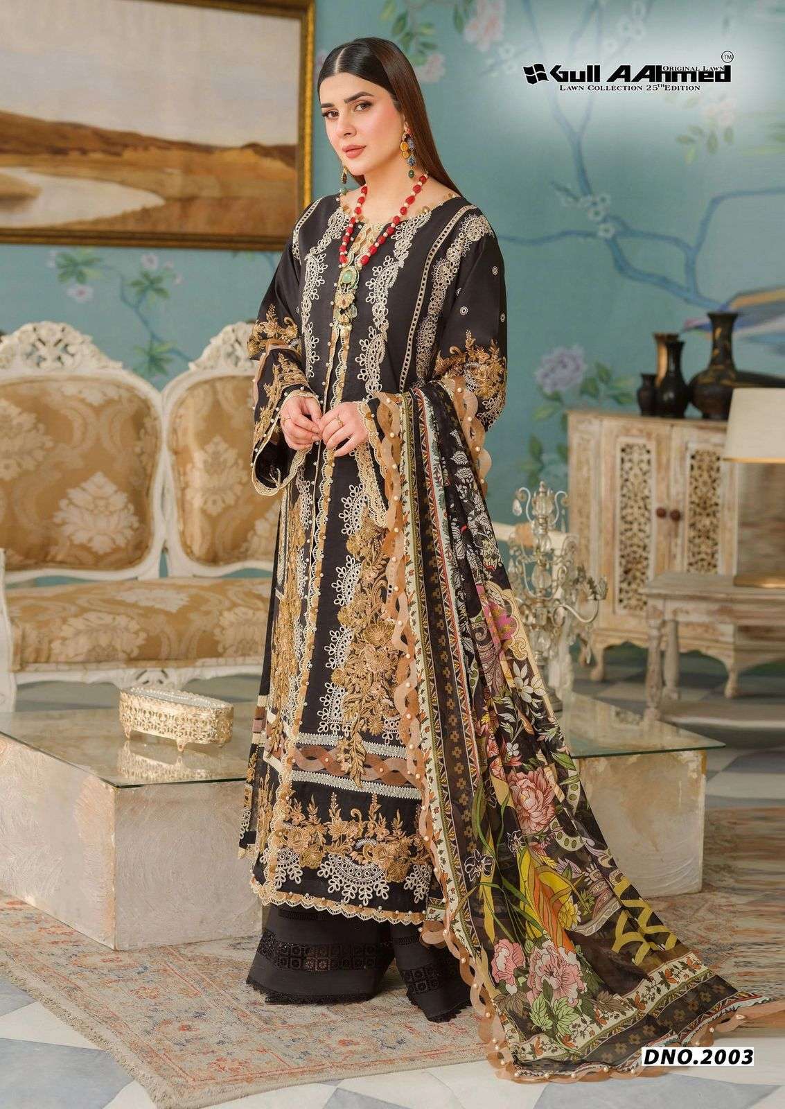 AZURE LUXURY LAWN VOL-2 SERIES 2001 TO 2006 BY GULL AAHMED DESIGNER WITH PRINTED LAWN SUITS ARE AVAILABLE AT WHOLESALE PRICE