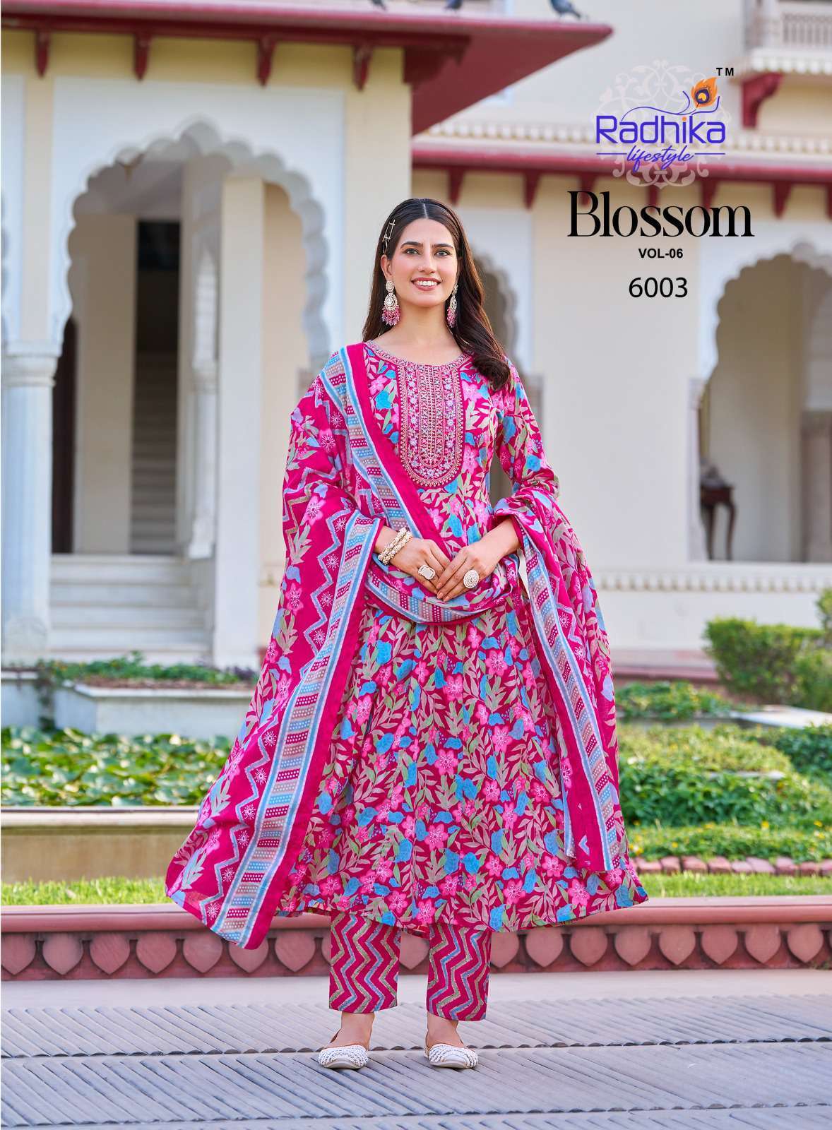 BLOSSOM VOL-6 SERIES 6001 TO 6006 BY RADHIKA LIFESTYLE DESIGNER PRINTED COTTON KURTI WITH BOTTOM AND DUPATTA ARE AVAILABLE AT WHOLESALE PRICE