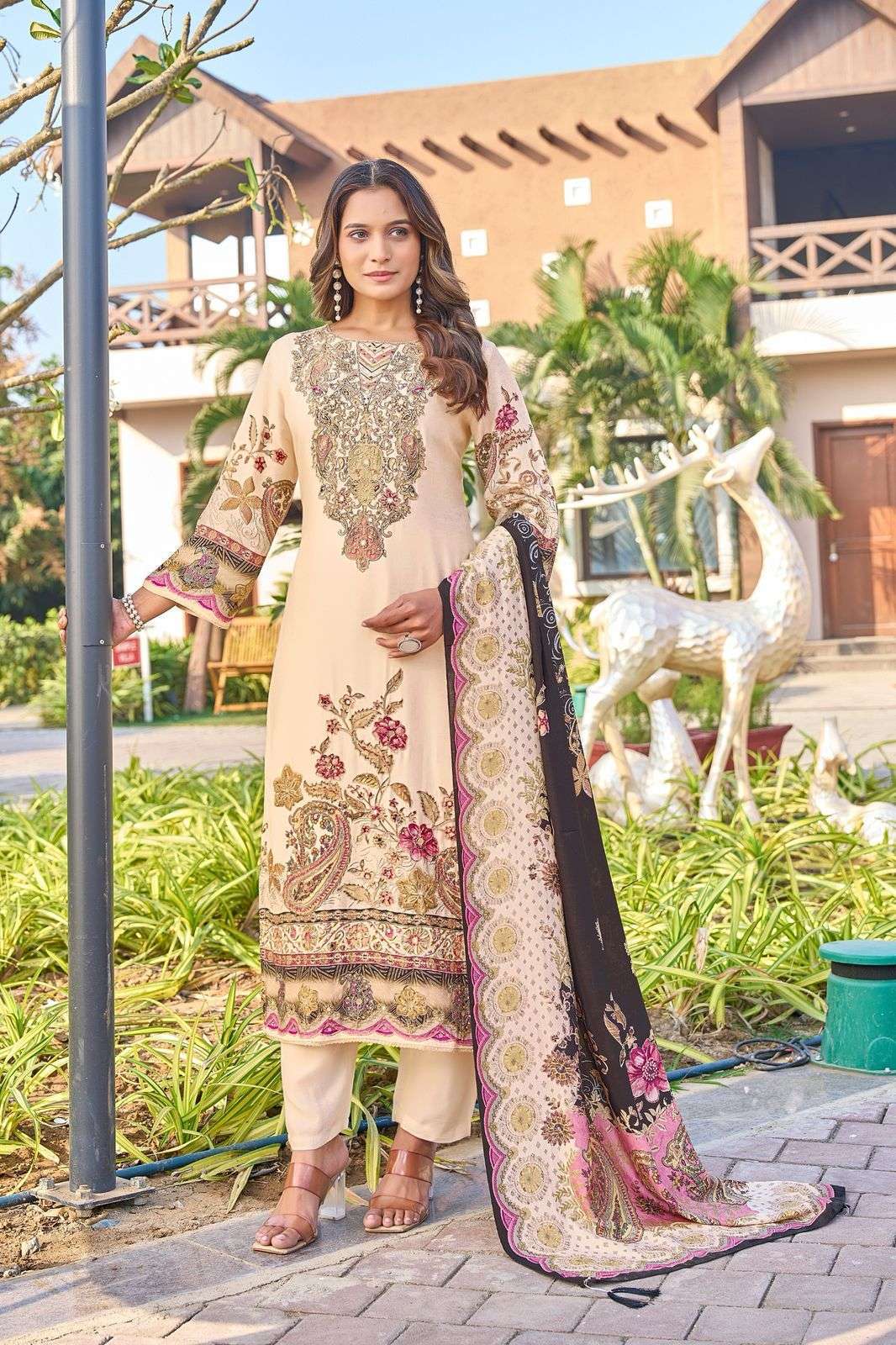 KT 150 BY SHREE FABS DESIGNER DIGITAL PRINTED AND HAND WORK PAKISTANI STYLE VISCOSE MUSLIN SUITS ARE AVAILABLE AT WHOLESALE PRICE