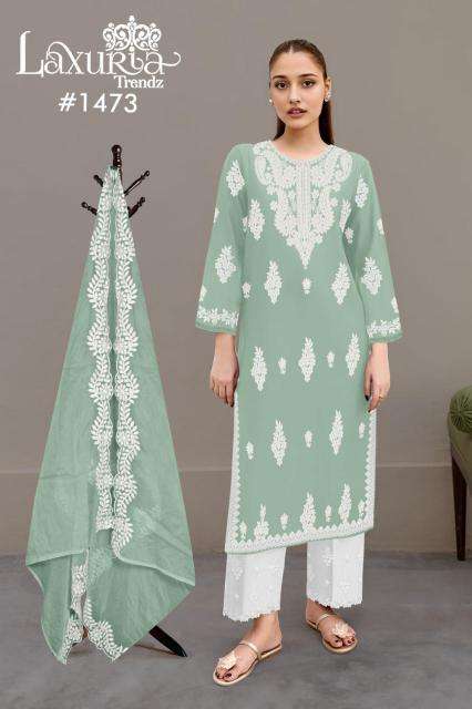 LAXURIA TRENDZ 1473 DESIGNER GEORGETTE READYMADE TOP WITH PANT AND DUPATTA ARE AVAILABLE AT WHOLESALE PRICE