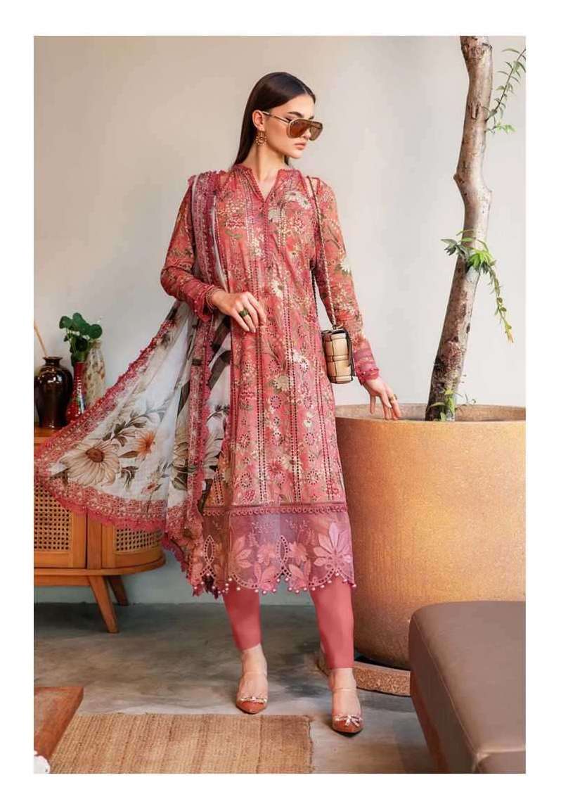 MARIA B CHIKANKARI CCOTTON COLLECTION VOL-19 SERIES 19001 TO 19006 BY SHRADDHA DESIGNER SELF EMBROIDERY WORK COTTON PAKISTANI STYLE SUITS ARE AVAILABLE AT WHOLESALE PRICE