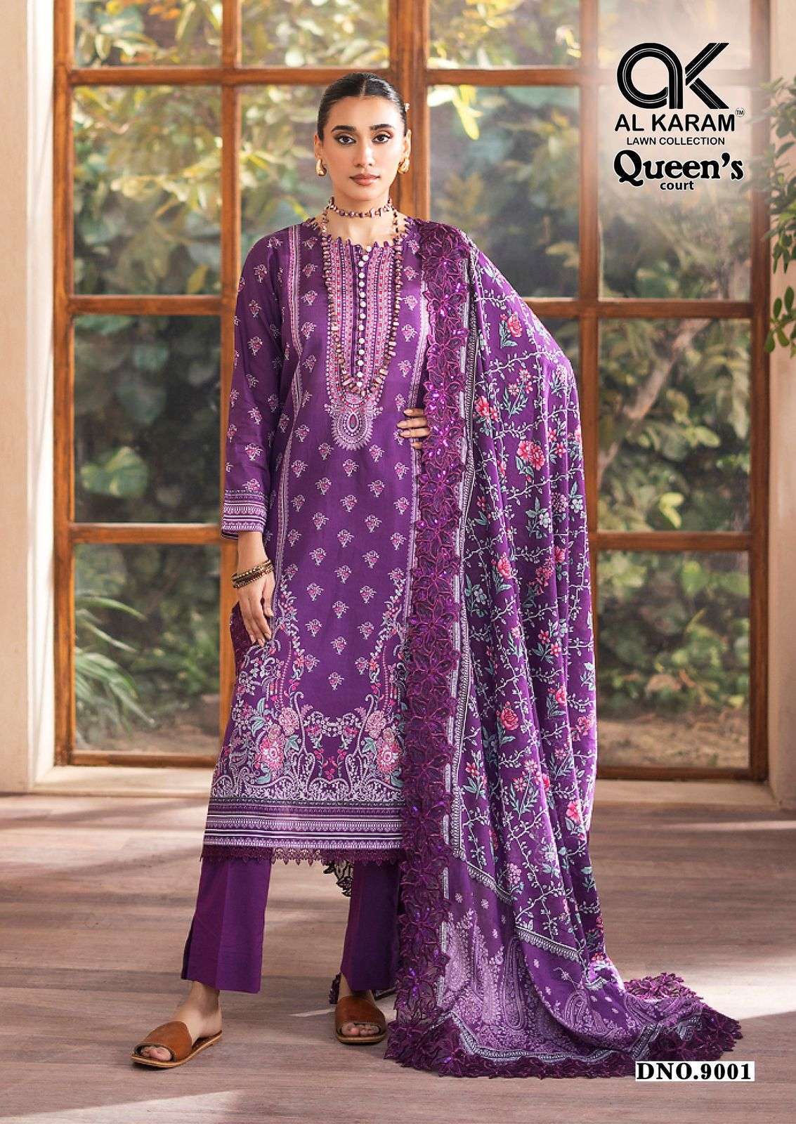 QUEENS COURT VOL-9 SERIES 9001 TO 9006 BY AL KARAM DESIGNER PRINTED CAMBRIC PAKISTANI STYLE SUITS ARE AVAILABLE AT WHOLESALE PRICE