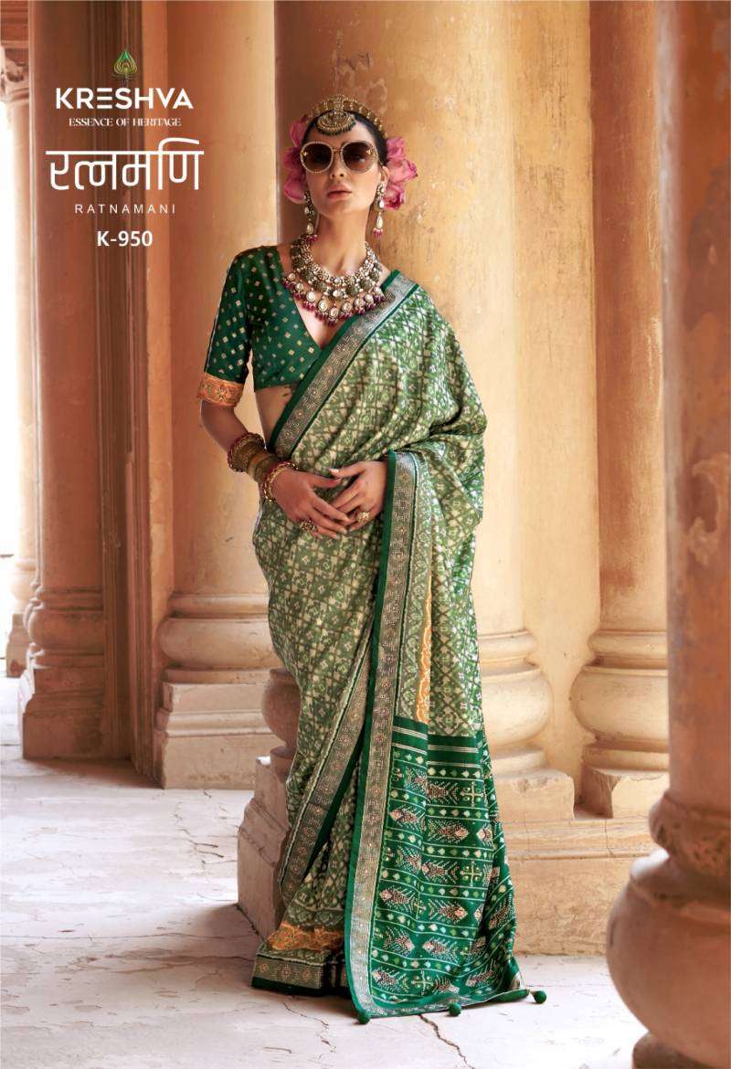 RATNAMANI SERIES 945 TO 950 SAREE BY KRESHVA DESIGNER SILK SAREES ARE AVAILABLE AT WHOLESALE PRICE