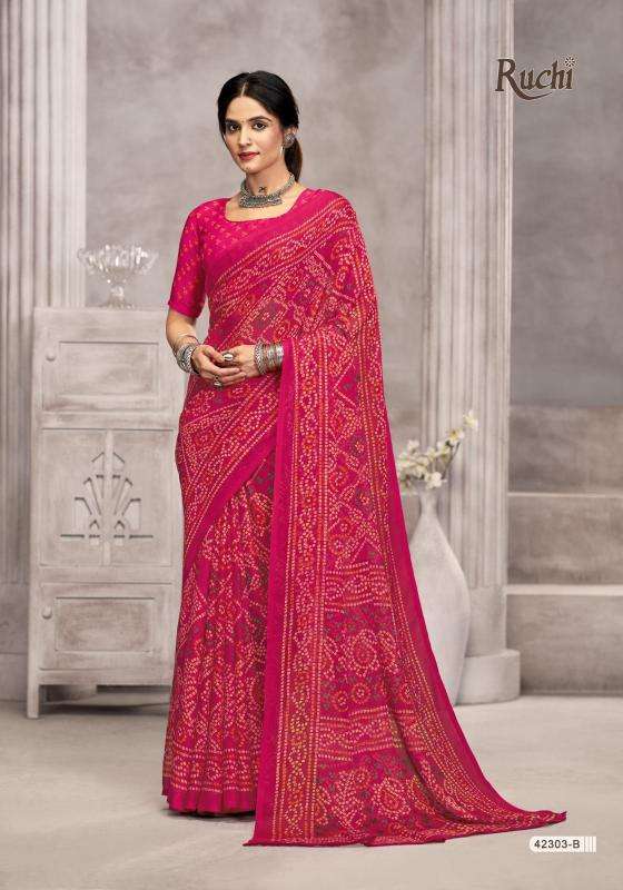 STAR CHIFFON VOL-194 SERIES 42301 TO 42303 SAREE BY RUCHI DESIGNER PRINTED CHIFFONE SAREES ARE AVAILABLE AT WHOLESALE PRICCE