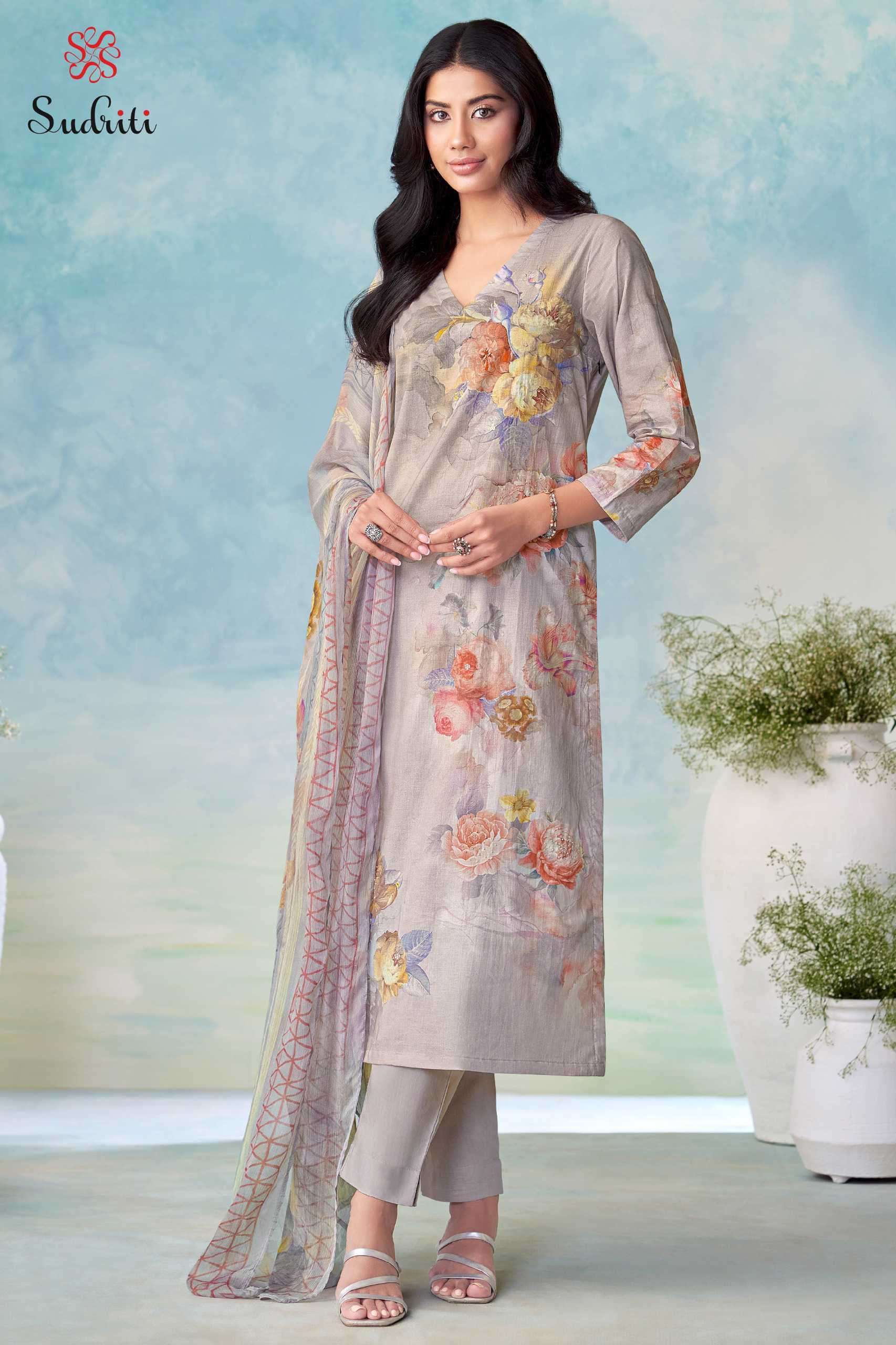ZUNARIA SERIES 100 BY SUDRITI DESIGNER DIGITAL PRINTED AND HAND WORK COTTON LAWN SUITS ARE AVAILABLE AT WHOLESALE PRICE