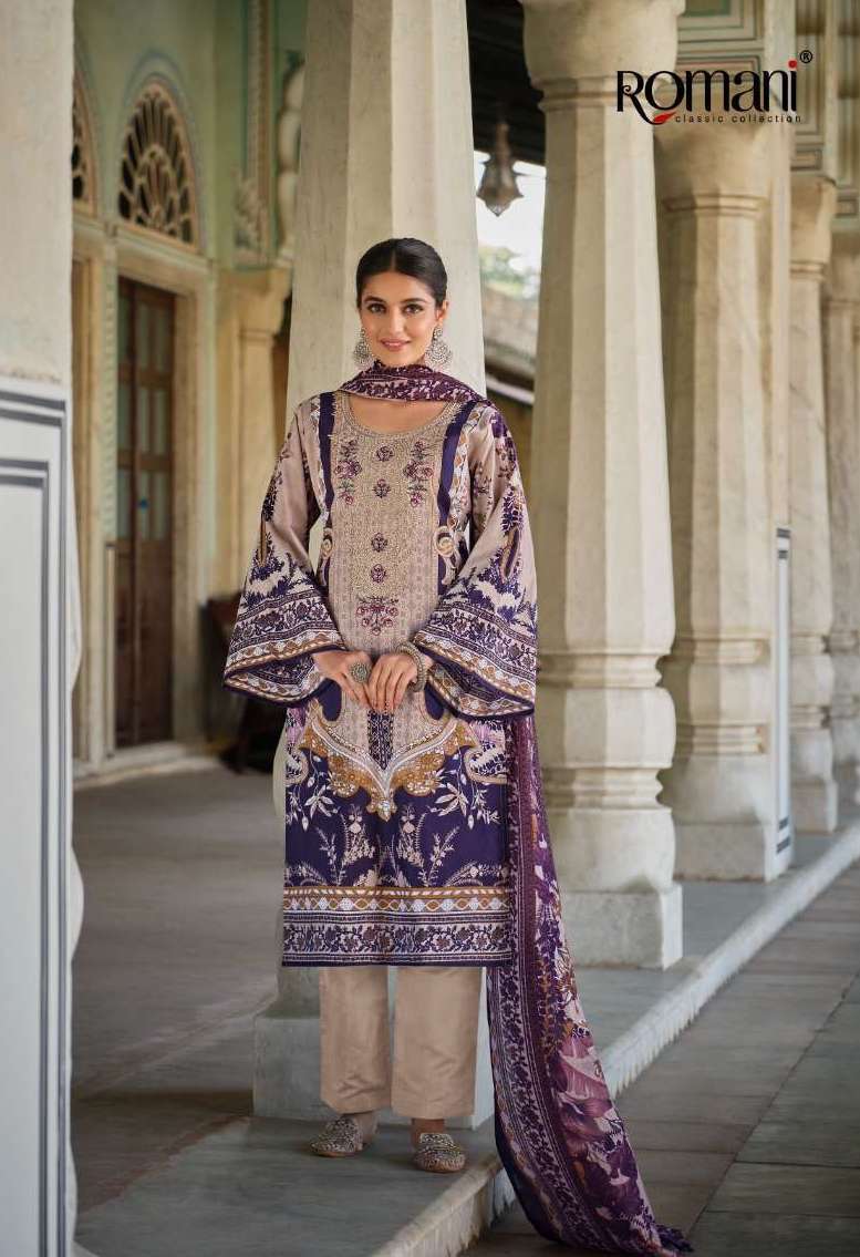 AARZU VOL-17 SERIES 1101 TO 1108 BY ROMANI DESIGNER PRINTED AND WORK SOFT COTTON SUITS ARE AVAILABLE AT WHOLESALE PRICE