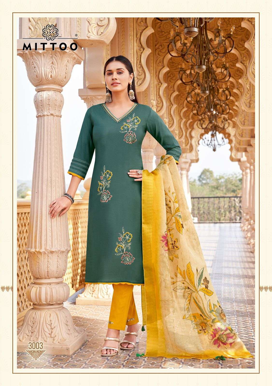 AAYUSHI SERIES 3001 TO 3006 BY MITTO DESIGNER WORK VISCOSE SILK TOP WITH BOTTOM AND DUPATTA ARE AVAILABLE AT WHOLESALE PRICE