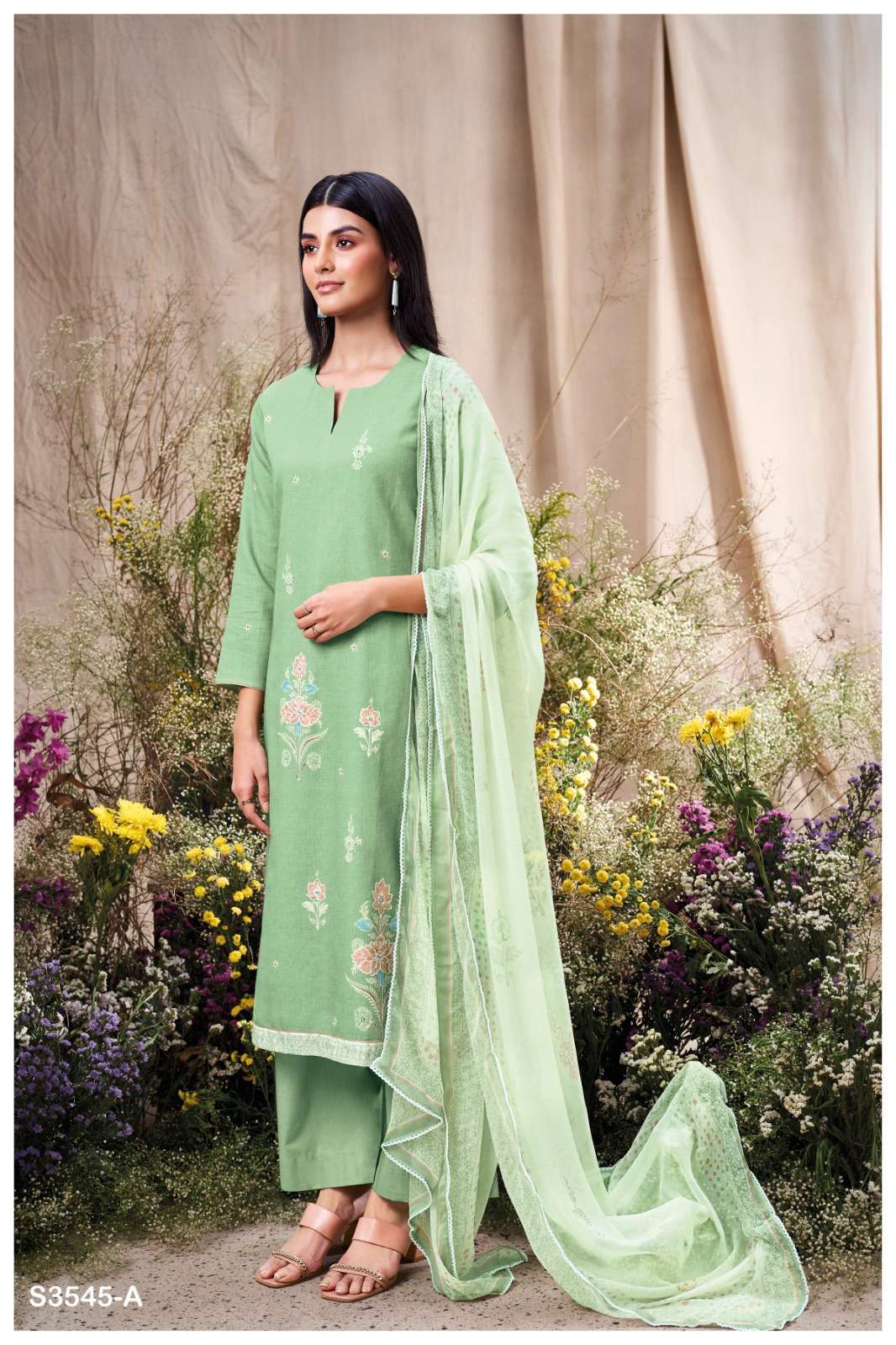 AIVEEN SERIES 3545 BY GANGA DESIGNER PRINTED WITH EMBROIDERY AND HAND WORK COTTON SUITS ARE AVAILABLE AT WHOLESALE PRICE