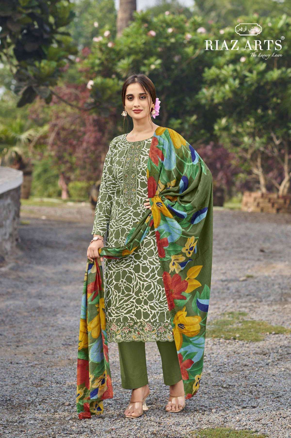 ARTISAN STORY SERIES 1001 TO 1006 BY RINAZ ARTS DESIGNER PRINTED AND WORK LAWN CAMBRIC SUITS ARE AVAILABLE AT WHOLESALE PRICE