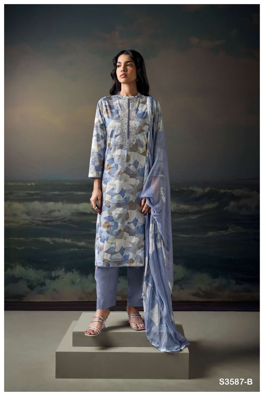 ARVIKA SERIES 3537 BY GANGA DESIGNER PRINTED AND EMBROIDERY WORK COTTON SUITS ARE AVAILABLE AT WHOLESALE PRICE