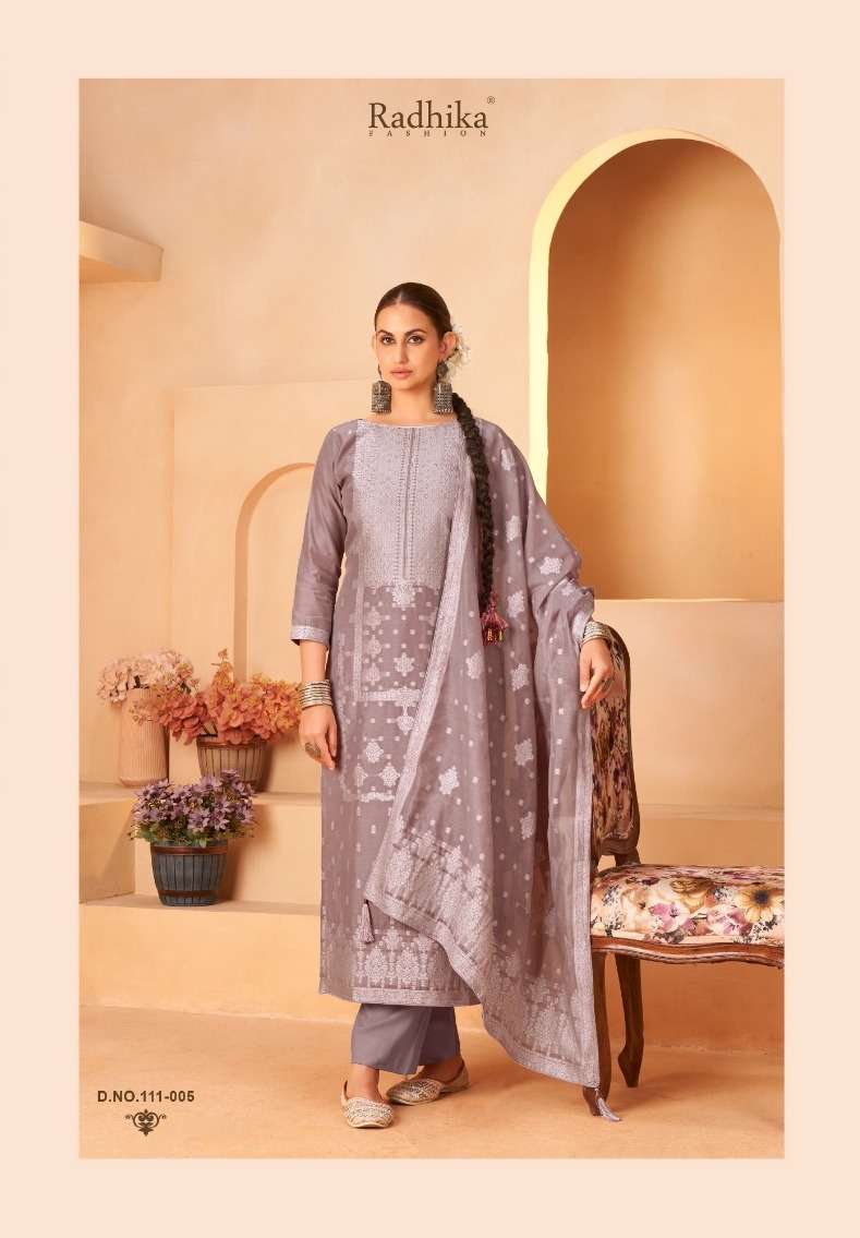 BANARASI ADHA VOL-5 SERIES 111 BY AZARA RADHIKA DESIGNER COTTON JACQUARD SUITS ARE AVAILABLE AT WHOLESALE PRICE