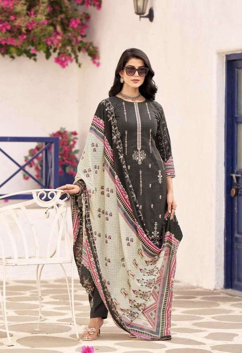 BIN SAEED VOL-3 SERIES 3001 TO 3008 BY COSMOS DESIGNER EMBROIDERY WORK COTTON SUITS ARE AVAILABLE AT WHOLESALE PRICE