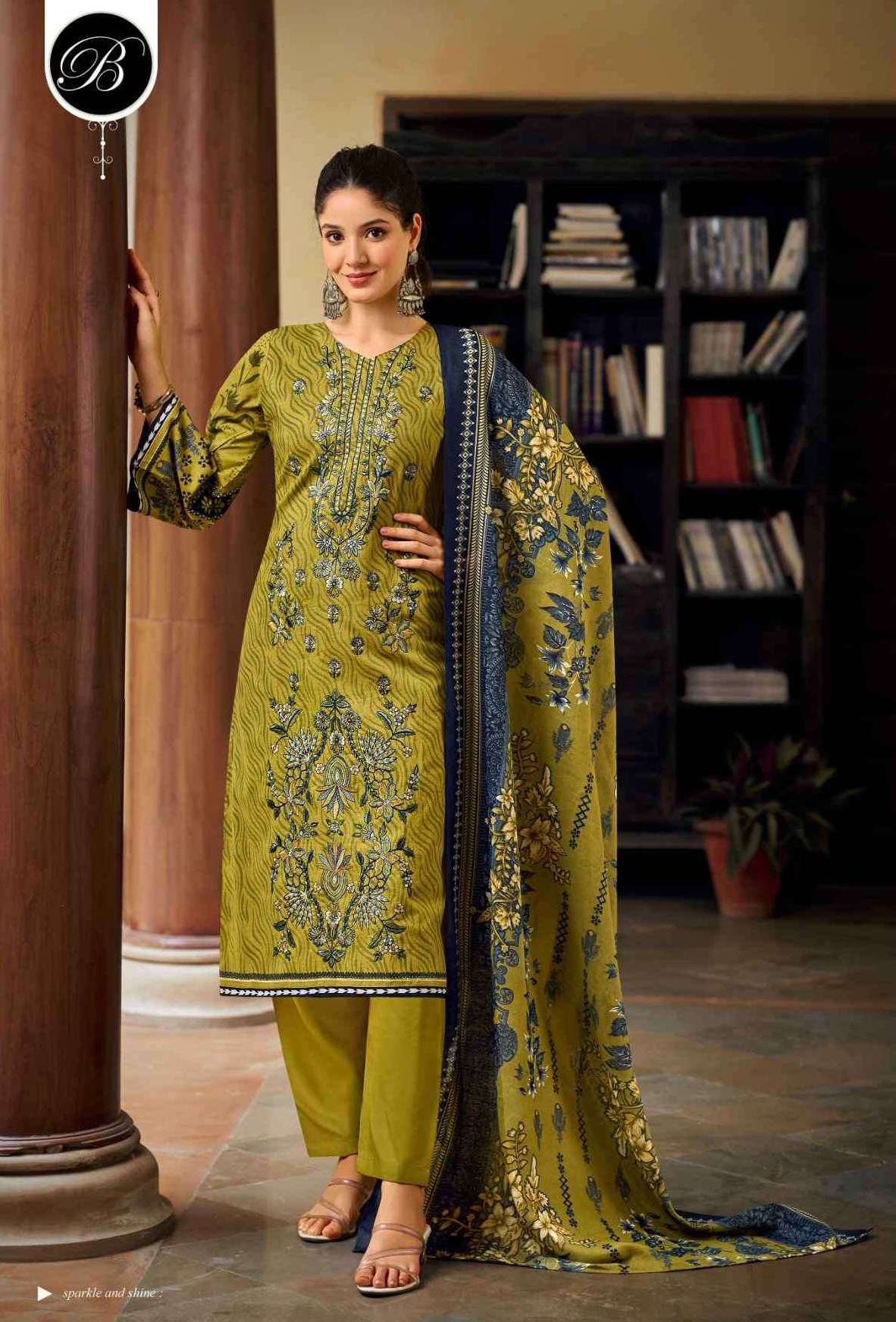 CHEVRON VOL-3 SERIES 851 BY BELLIZA DESIGNER DIGITAL PRINTED AND WORK COTTON SUITS ARE AVAILABLE AT WHOLESALE PRICE
