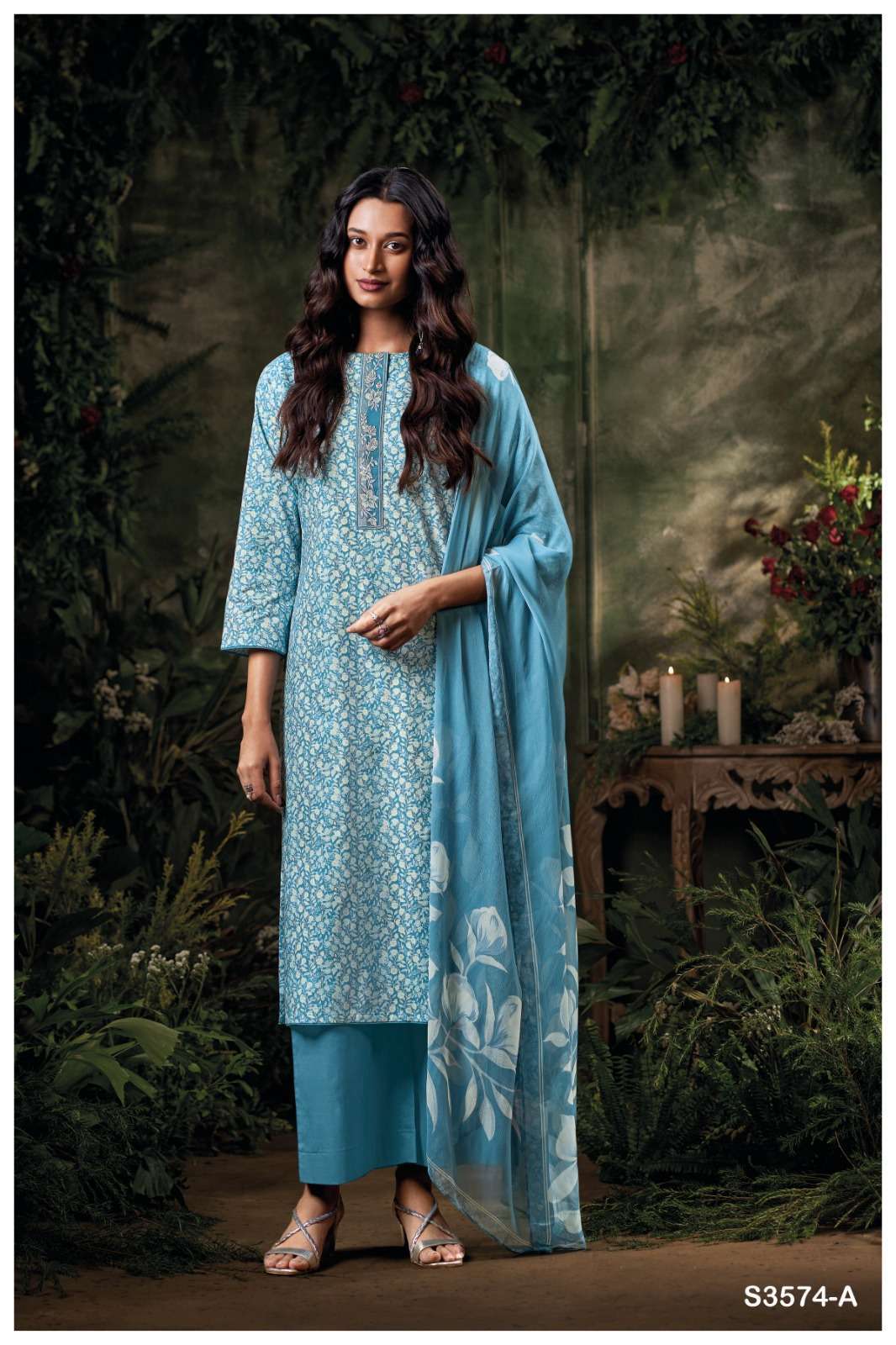 CIANNA SERIES 2574 BY GANGA DESIGNER PRINTED AND EMBROIDERY WORK COTTON SUITS ARE AVAILABLE AT WHOLESALE PRICE