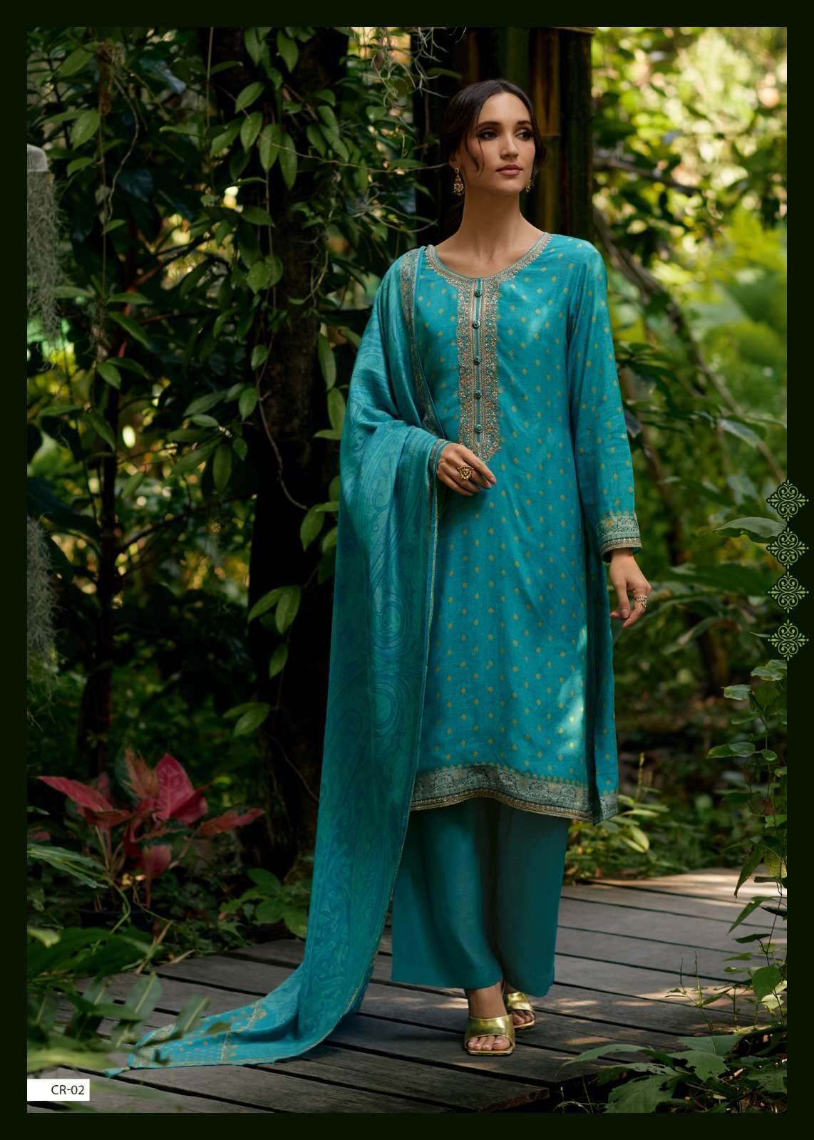 CORA SERIES 01 TO 04 BY VARSHA DESIGNER PRINTED AND EMBROIDERY WORK VISCOSE MUSLIN SUITS ARE AVAILABLE AT WHOLESALE PRICE
