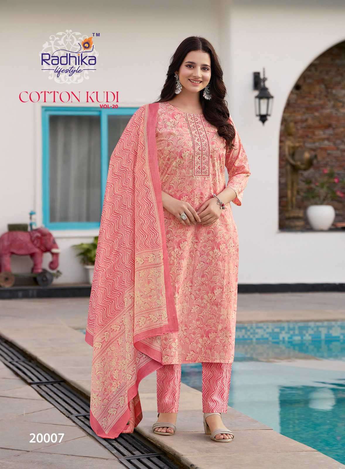 COTTON KUDI VOL-20 SERIES 20001 TO 20008 KURTI BY RADHIKA LIFESTYLE DESIGNER WITH PRINTED COTTON KURTI WITH PANT AND DUPATTA ARE AVAILABLE AT WHOLESALE PRICE