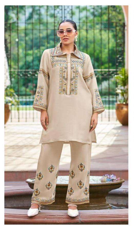 CS 348 BY DEEPSY DESIGNER EMBROIDERY WORK VISCOSE SATIN SILK CO ORD SETS ARE AVAILABLE AT WHOLESALE PRICE